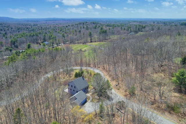 drone / aerial view with a forest view