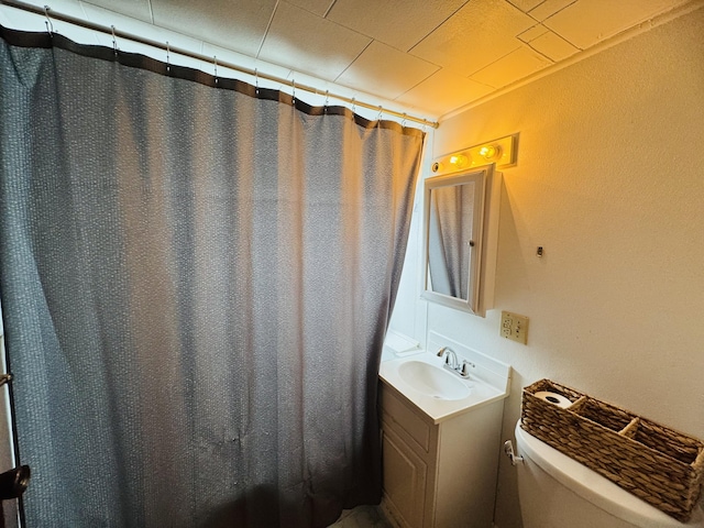 26 Hammond St, Caribou, ME 04736 - full bathroom featuring toilet, a shower with shower curtain, and vanity