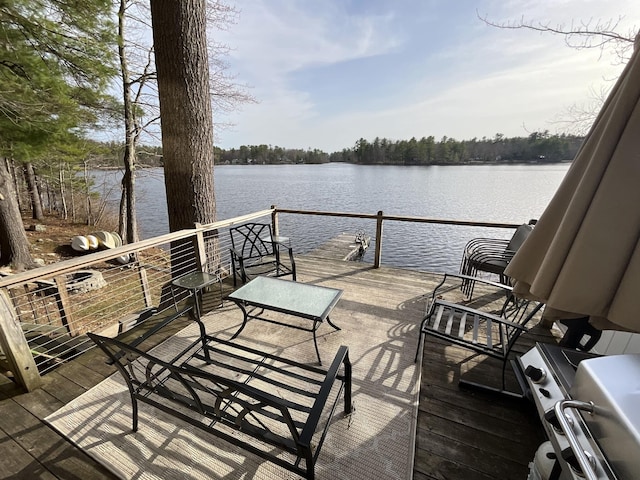 150 Birchwood Rd, Gray, ME 04039 - wooden terrace featuring a water view