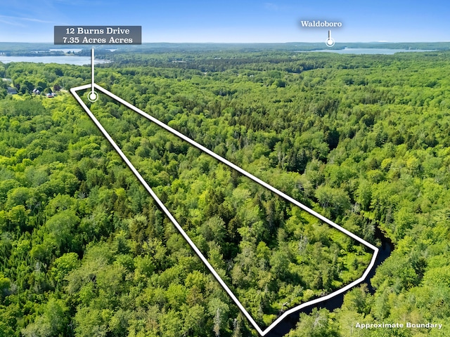 12 Burns Dr, Friendship, ME 04547 - aerial view of a heavily wooded area