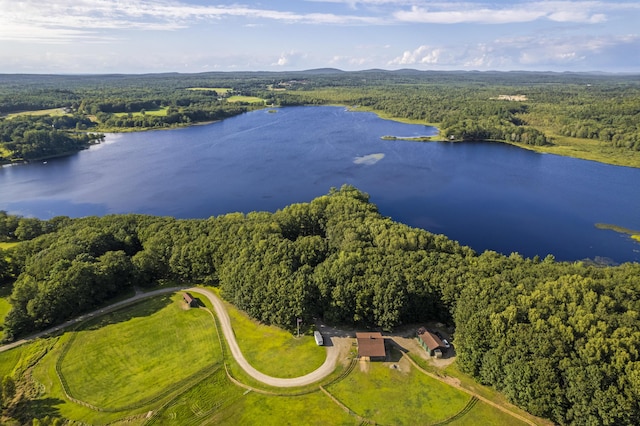 1515 Old Augusta Rd, Waldoboro, ME 04572 - drone / aerial view with a view of trees and a water view