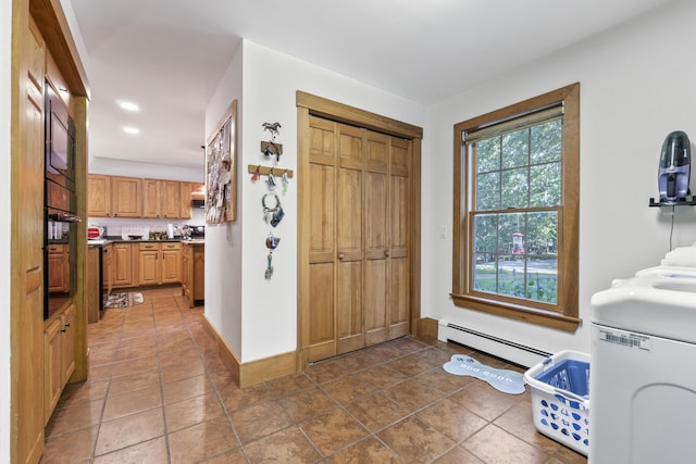 1515 Old Augusta Rd, Waldoboro, ME 04572 - interior space with laundry area, recessed lighting, baseboards, washer / dryer, and a baseboard heating unit