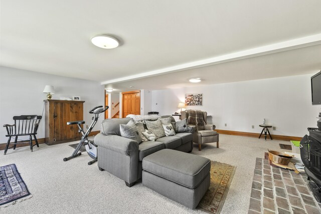 1515 Old Augusta Rd, Waldoboro, ME 04572 - living room featuring carpet floors and baseboards