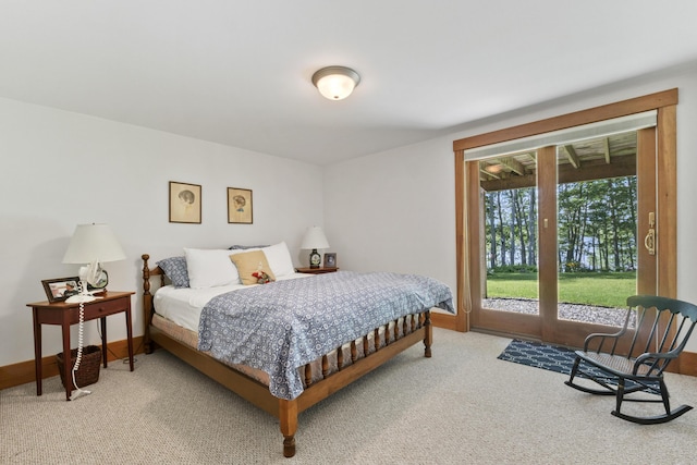 1515 Old Augusta Rd, Waldoboro, ME 04572 - bedroom with access to outside, baseboards, and light colored carpet