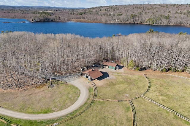 1515 Old Augusta Rd, Waldoboro, ME 04572 - bird's eye view with a water view and a wooded view