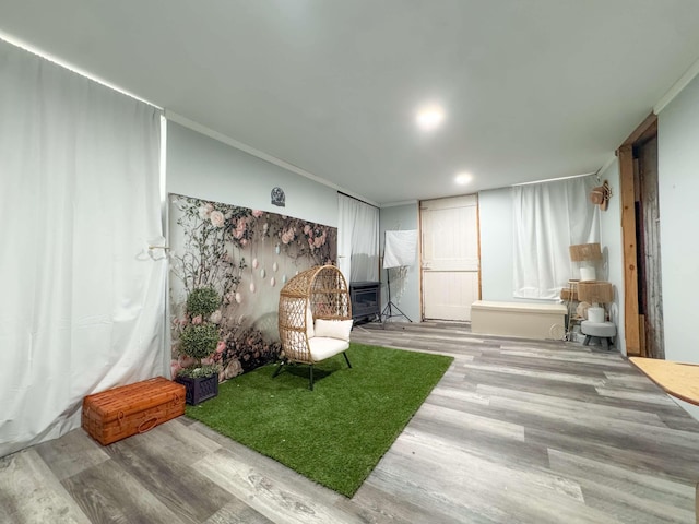sitting room featuring wood finished floors