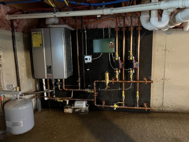 6 Gully Brook Ln, Orland, ME 04472 - utility room with tankless water heater
