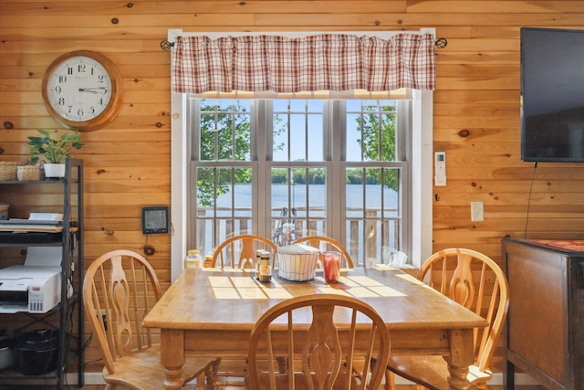 32 Whites Pond Rd, Palmyra, ME 04965 - dining room with wooden walls