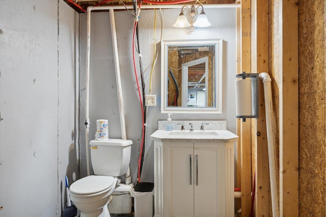 32 Whites Pond Rd, Palmyra, ME 04965 - half bathroom featuring toilet and vanity