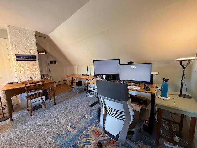 412 N Lubec Rd, Lubec, ME 04652 - office area with lofted ceiling and carpet flooring