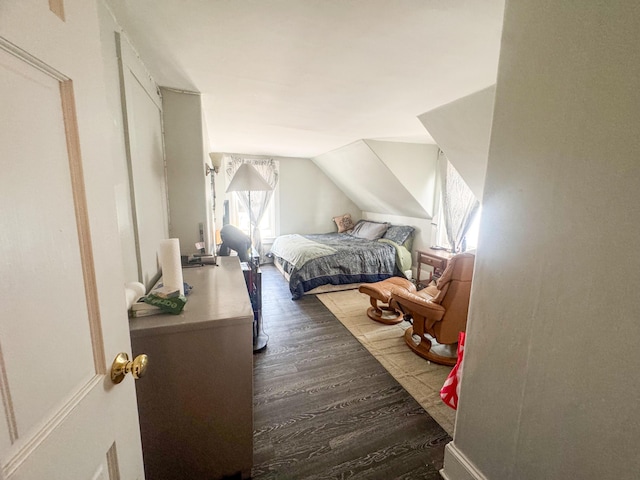 6 Hudson St, Bangor, ME 04401 - bedroom with lofted ceiling and wood finished floors