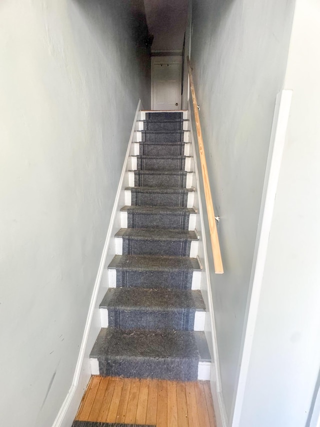6 Hudson St, Bangor, ME 04401 - stairs featuring hardwood / wood-style flooring