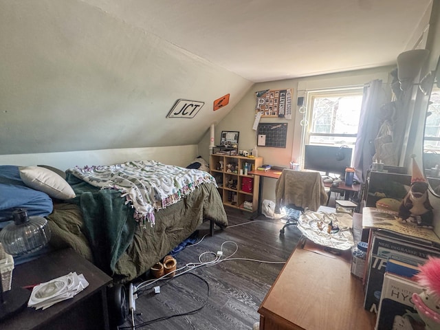 6 Hudson St, Bangor, ME 04401 - bedroom featuring vaulted ceiling and wood finished floors