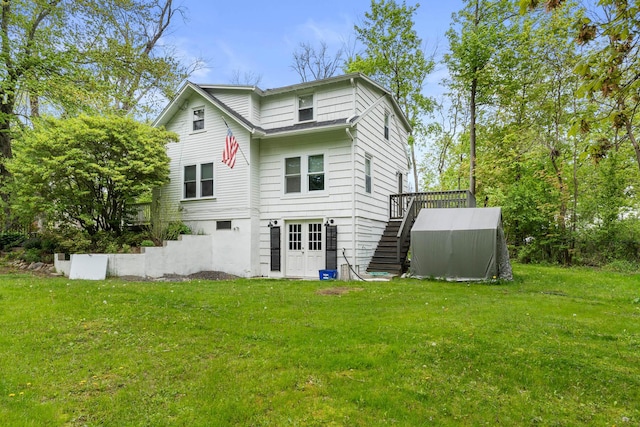 8 Organug Rd, York, ME 03909 - rear view of property featuring stairs, a yard, and a deck