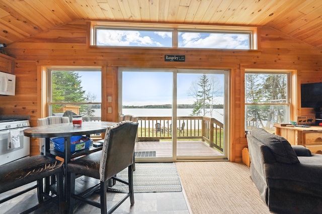 sunroom featuring vaulted ceiling