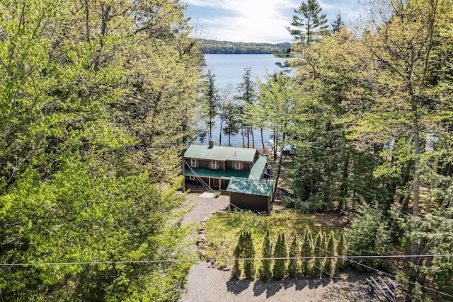 129 Diller Line Rd, Chesterville, ME 04938 - aerial view of property and surrounding area with a nearby body of water and a forest