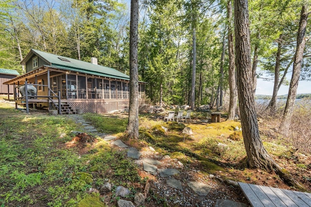 129 Diller Line Rd, Chesterville, ME 04938 - view of yard featuring a sunroom