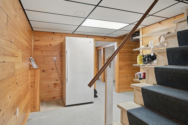 128 Capen Rd, Gardiner, ME 04345 - below grade area featuring stairs and wooden walls