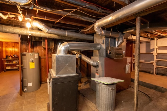 utility room with water heater
