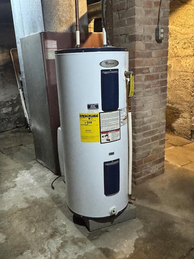 utility room with electric water heater