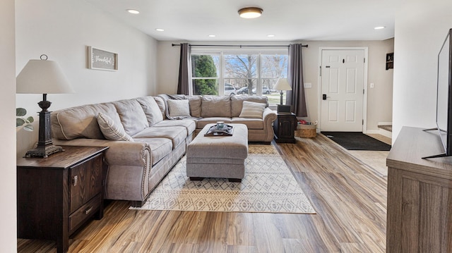8 Orchard Hills Pkwy Unit 8, Bangor, ME 04401 - living area with light wood-style flooring, recessed lighting, and baseboards