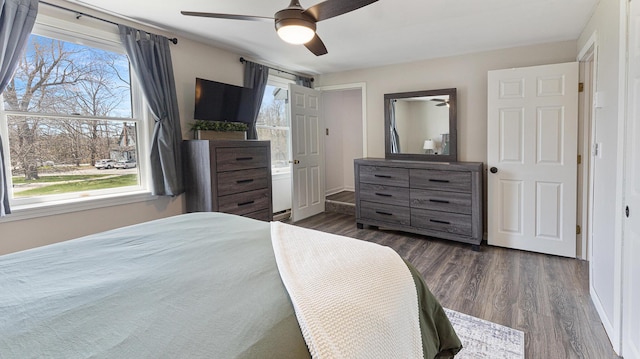 8 Orchard Hills Pkwy Unit 8, Bangor, ME 04401 - bedroom with dark wood finished floors and a ceiling fan