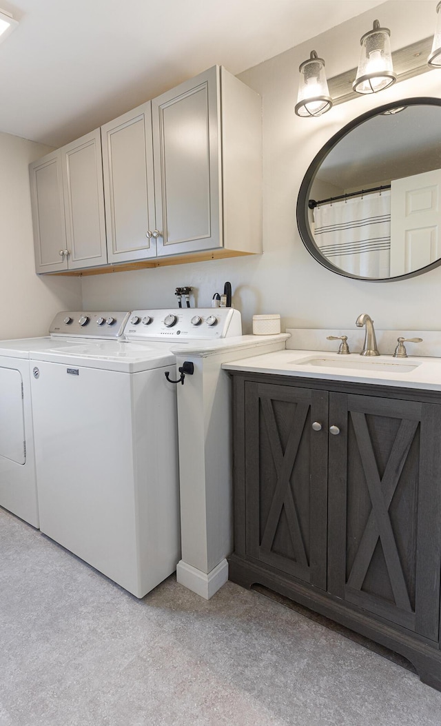 8 Orchard Hills Pkwy Unit 8, Bangor, ME 04401 - clothes washing area featuring separate washer and dryer and cabinet space