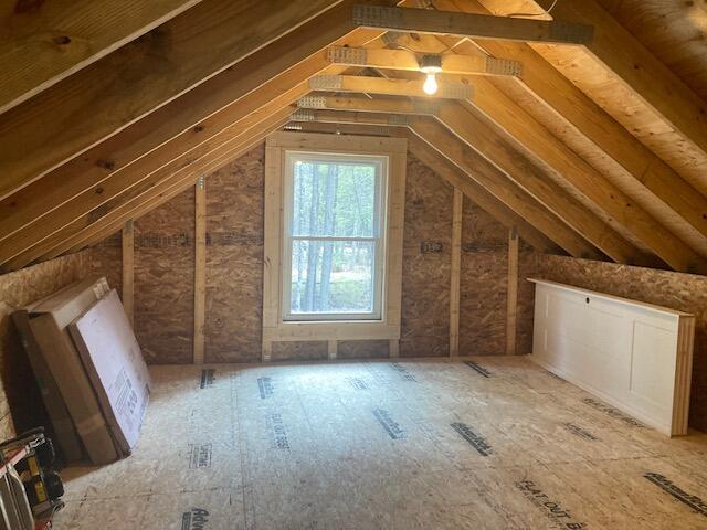 view of unfinished attic