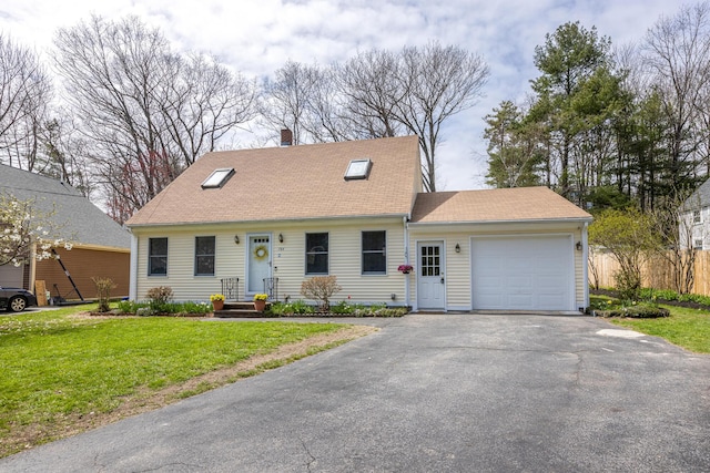 784 Ocean Ave, Portland, ME 04103 - cape cod-style house with a garage, driveway, roof with shingles, and a chimney