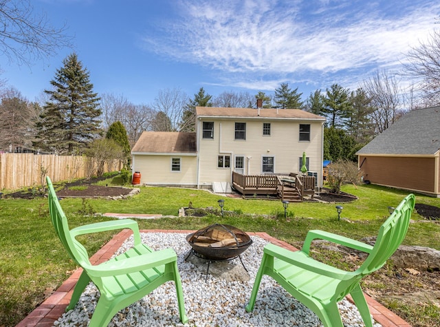 784 Ocean Ave, Portland, ME 04103 - back of property with a fire pit and a wooden deck