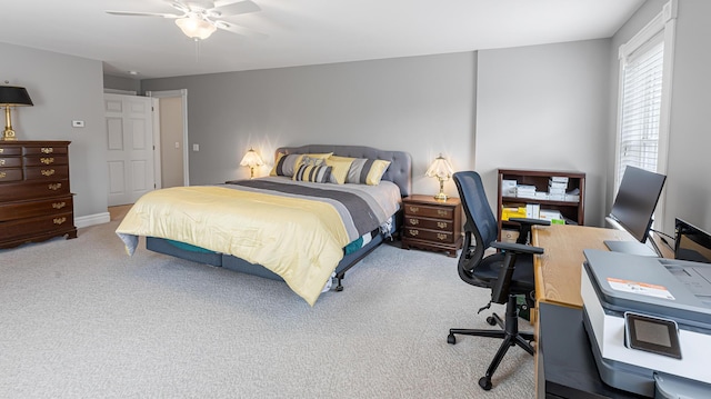 74 Town Farm Rd, Hampden, ME 04444 - bedroom with carpet, a desk, and a ceiling fan