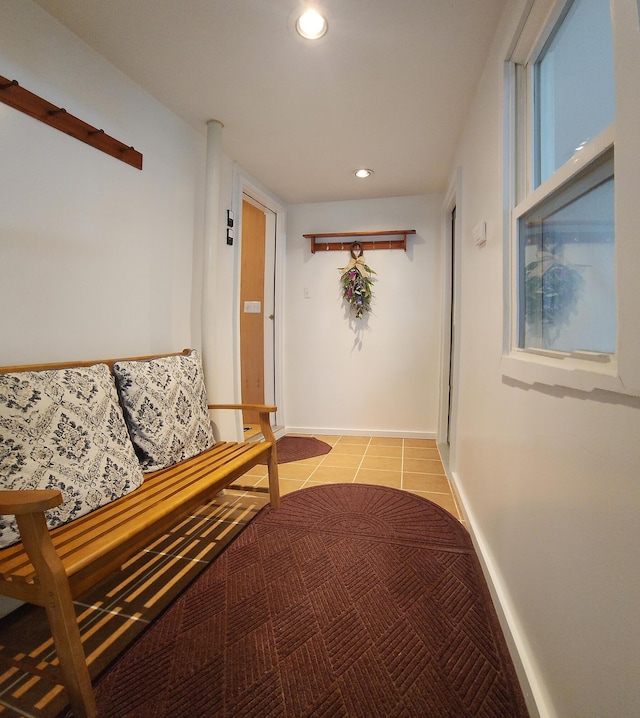 74 Town Farm Rd, Hampden, ME 04444 - hall featuring recessed lighting, baseboards, and light tile patterned flooring