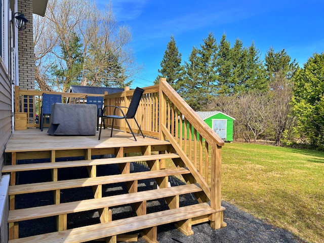 99 St John Rd, Fort Kent, ME 04743 - wooden deck with a lawn and stairs