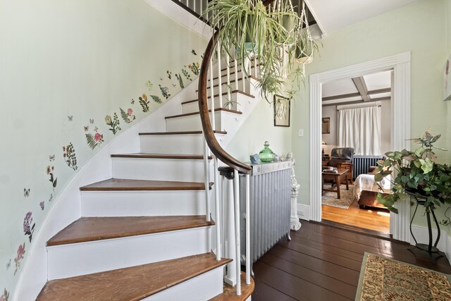 98 Main St, Winthrop, ME 04364 - stairs with hardwood / wood-style flooring