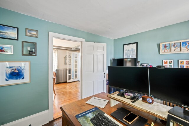 98 Main St, Winthrop, ME 04364 - home office featuring wood finished floors and radiator