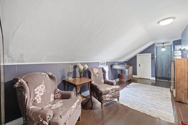98 Main St, Winthrop, ME 04364 - sitting room with wood-type flooring and lofted ceiling