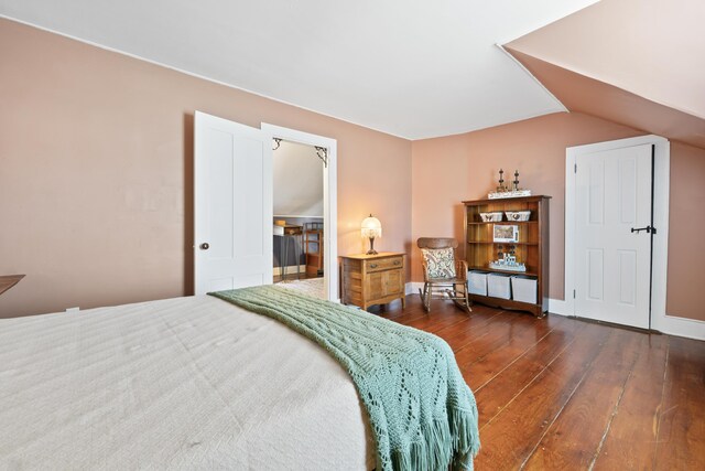 98 Main St, Winthrop, ME 04364 - bedroom featuring hardwood / wood-style floors and lofted ceiling