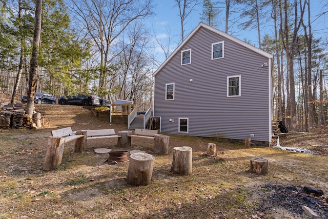 397 New Bridge Rd, Acton, ME 04001 - view of property exterior with a deck and stairway