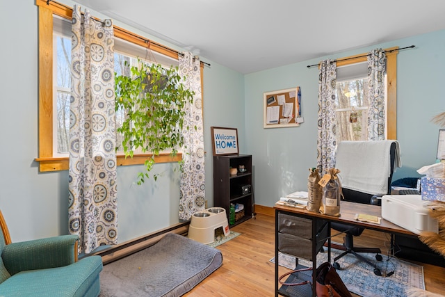 397 New Bridge Rd, Acton, ME 04001 - home office featuring wood finished floors and baseboard heating