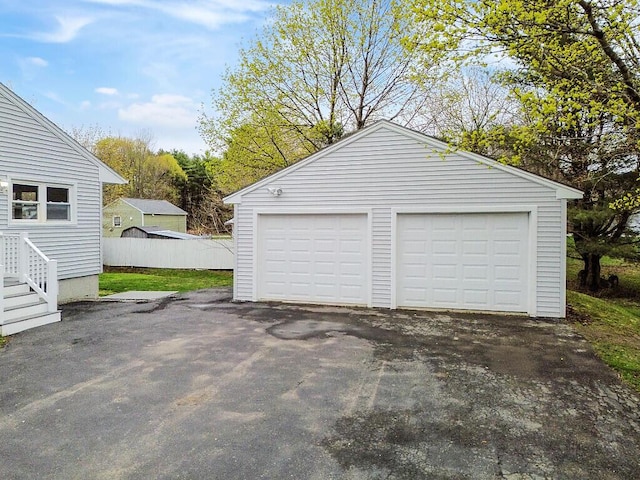 view of detached garage