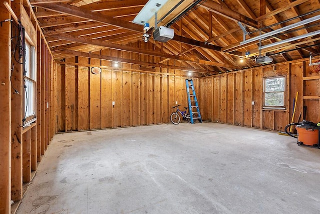 garage with a garage door opener