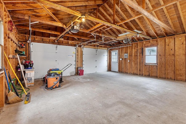garage with a garage door opener