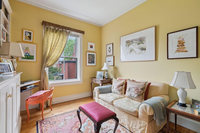 94 Neal St Unit 2N, Portland, ME 04102 - living area featuring light wood finished floors and crown molding