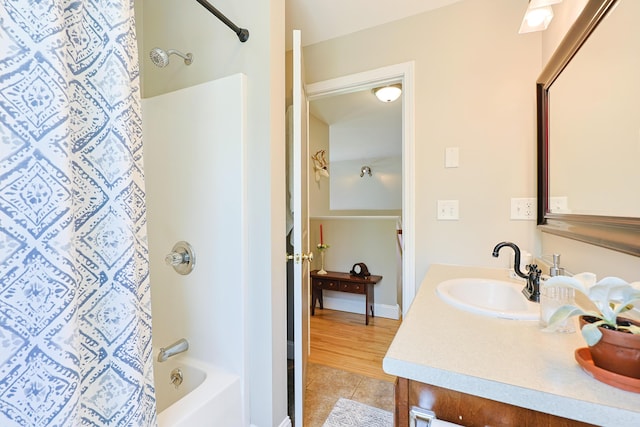 8 Codys Way, Bridgton, ME 04009 - full bathroom with tile patterned floors, shower / bath combo, and vanity