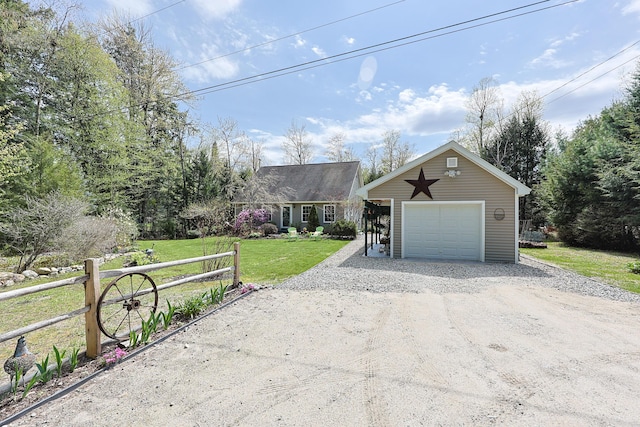8 Codys Way, Bridgton, ME 04009 - view of front of home featuring driveway, a garage, and an outbuilding