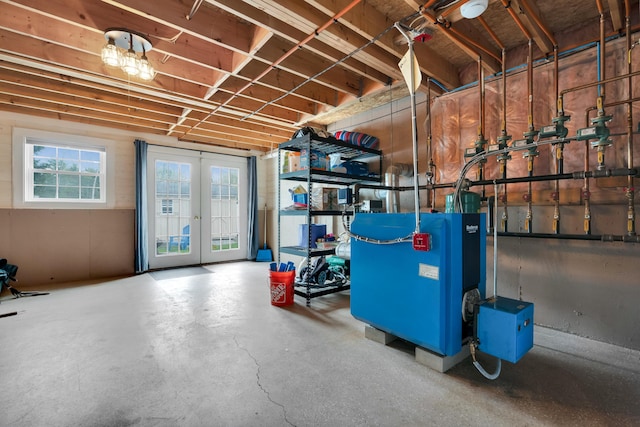 below grade area with french doors