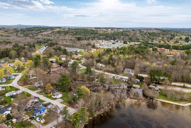 aerial overview of property's location featuring a nearby body of water