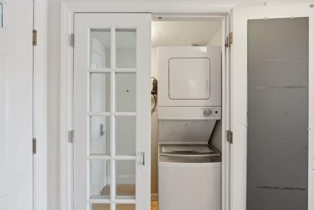 709 Chandlers Wharf Unit 709, Portland, ME 04101 - washroom with estacked washer and dryer