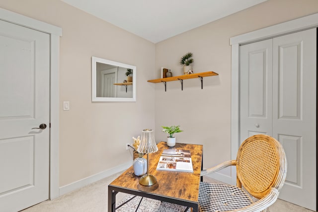 office with baseboards and carpet floors