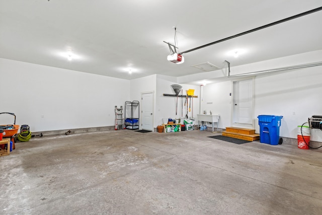 garage with a garage door opener